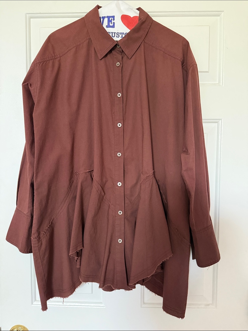 We The Free Button-Front Tunic Shirt in Rust